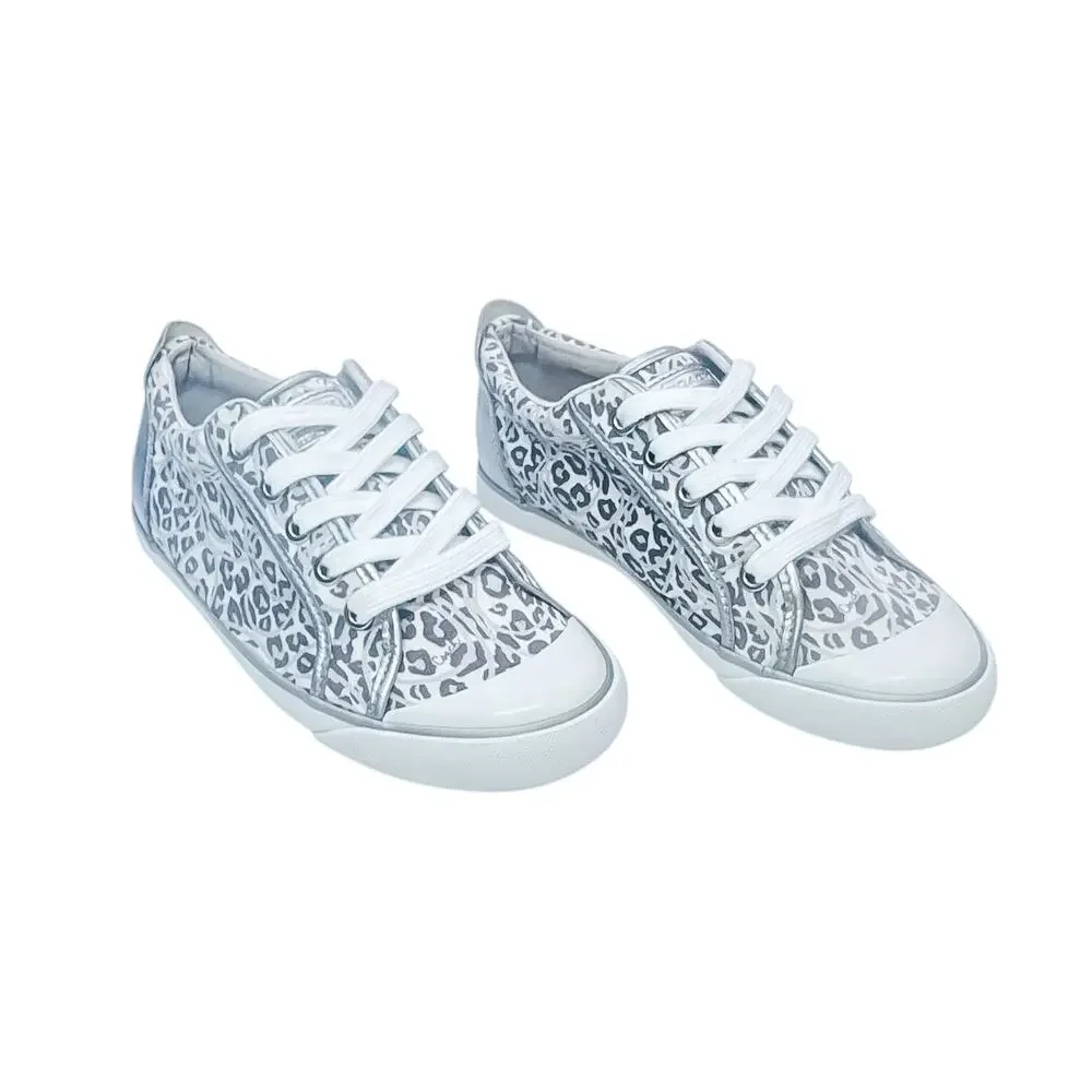 Coach Women's Snow Leopard Print Silver Grey Metallic Sneakers Size 6.5